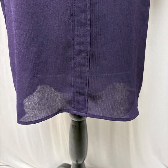 Vera Wang Blouse Womens Size Large Sheer Purple Cap Sleeve Popover Top Work - Picture 3 of 10